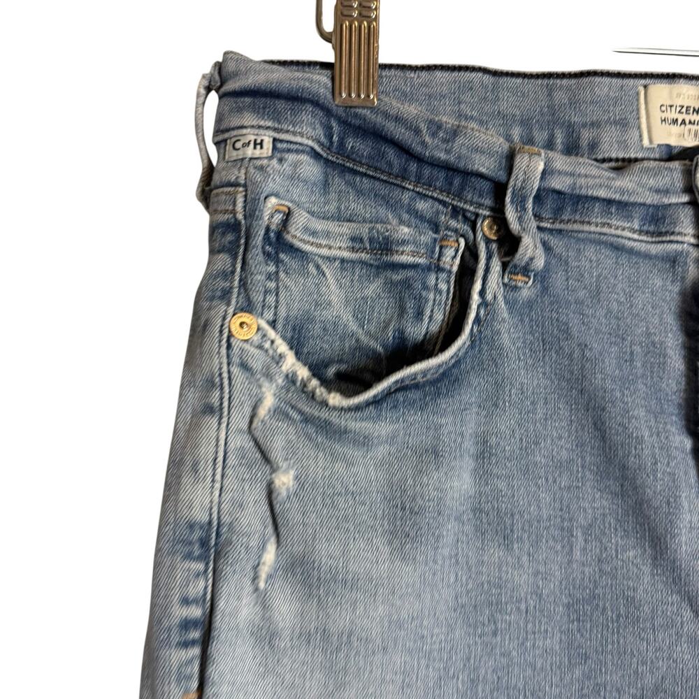 Citizens of Humanity Ella Crop Slim Fit Distressed Light Blue Denim Jean Size 29 - Picture 8 of 16